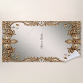 金ゴールド華美フレームビーチタオル ビーチタオル (正面)