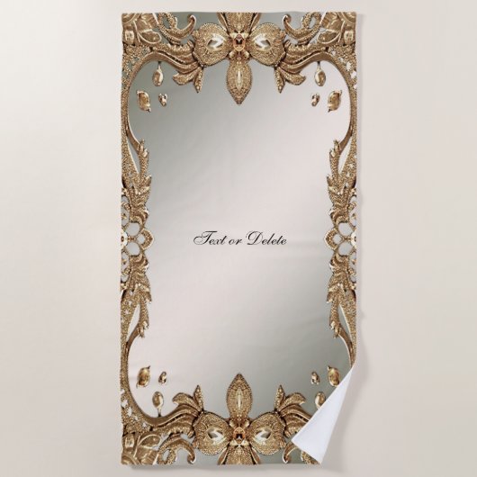 金ゴールド華美フレームビーチタオル ビーチタオル (正面)