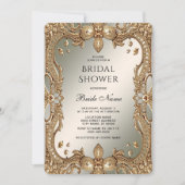 金ゴールド華美フレームブライダルシャワー招待 招待状 (正面)