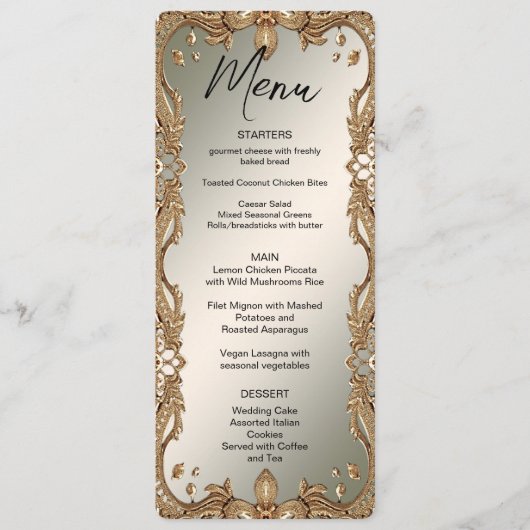 金ゴールド華美フレームメニュー メニュー (正面)
