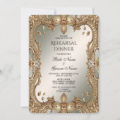 金ゴールド華美フレームリハーサルディナー 招待状 (正面)