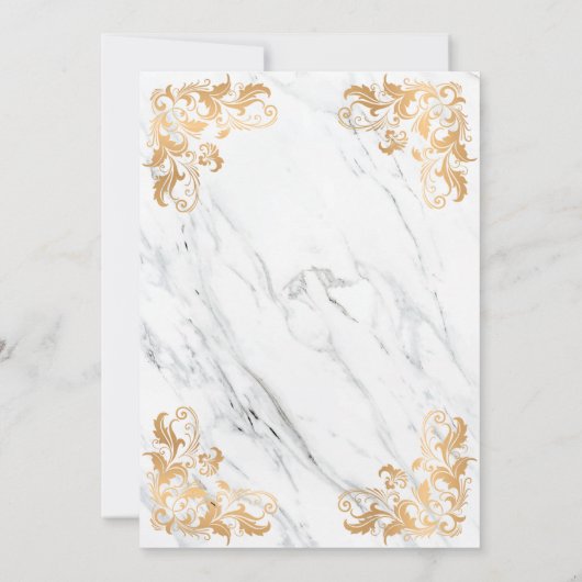 金ゴールド華美フレーム大理石イスラム結婚教徒 招待状 (裏面)