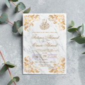 金ゴールド華美フレーム大理石イスラム結婚教徒 招待状