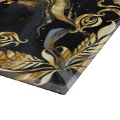 金ゴールド華美フレーム大理石ダークブルーインクモノグラム カッティングボード (角)