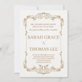 金ゴールド華美フレーム結婚式招待状 招待状 (正面)