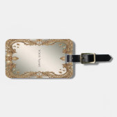 金ゴールド華美フレーム荷物タグ ラゲッジタグ (正面横)