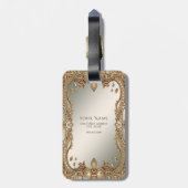 金ゴールド華美フレーム荷物タグ ラゲッジタグ (裏面縦)
