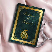 金ゴールド華美フレーム&エメラルドグリーンイスラムメンディ 招待状