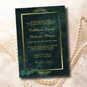 金ゴールド華美フレーム&エメラルドグリーンムスリム結婚ズ 招待状