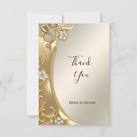 金ゴールド華美フローラサンキューカード サンキューカード (正面)