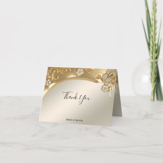 金ゴールド華美フローラサンキューカード サンキューカード (正面)