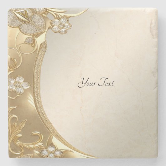 金ゴールド華美フローラストーンコースター ストーンコースター (正面)