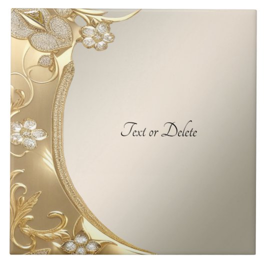 金ゴールド華美フローラセラミックタイル タイル (正面)