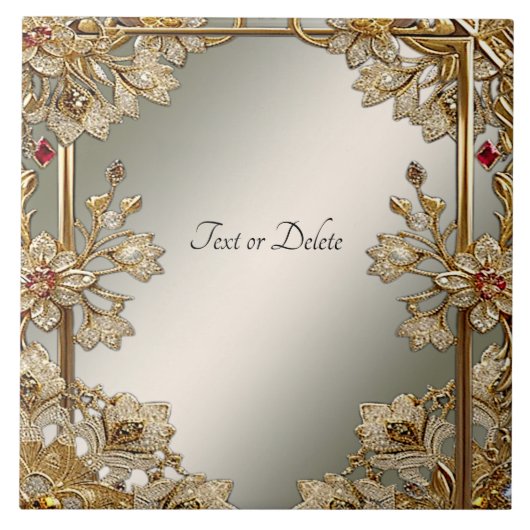 金ゴールド華美フローラセラミックタイル タイル (正面)