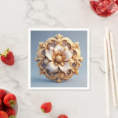 金ゴールド華美フローラデザイン スタンダードカクテルナプキン (インサイチュ)