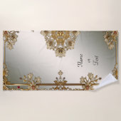 金ゴールド華美フローラビーチタオル ビーチタオル (正面)