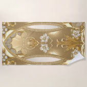 金ゴールド華美フローラビーチタオル ビーチタオル (正面)