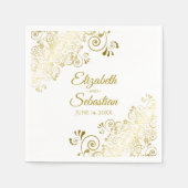 金ゴールド華美フローラフィエレガントリグレ結婚イト スタンダードカクテルナプキン (正面)