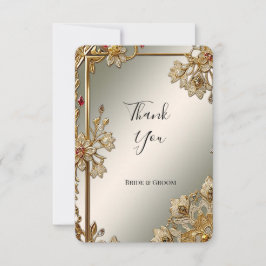 金ゴールド華美フローラフレームサンキューカード サンキューカード