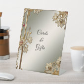 金ゴールド華美フローラフレームテーブルトップシンボルや象徴 台座サイン (インサイチュ)