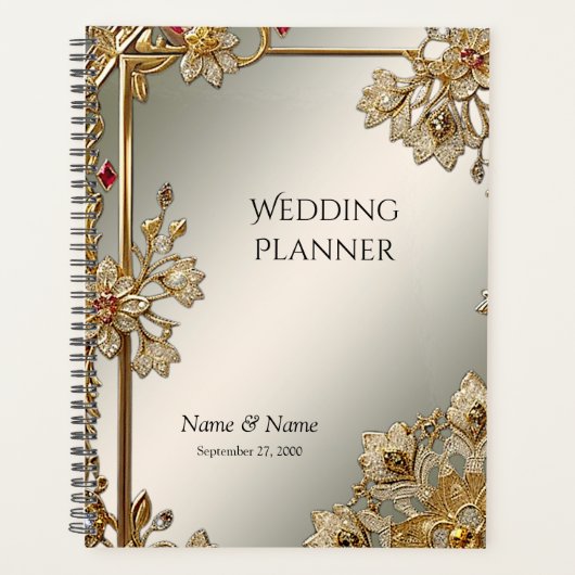 金ゴールド華美フローラフレームプランナー プランナー手帳 (正面)