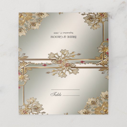 金ゴールド華美フローラフレーム座席表 プレイスカード (外部開封)
