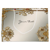 金ゴールド華美フローラフレーム抱き枕 ラージペーパーバッグ (正面)