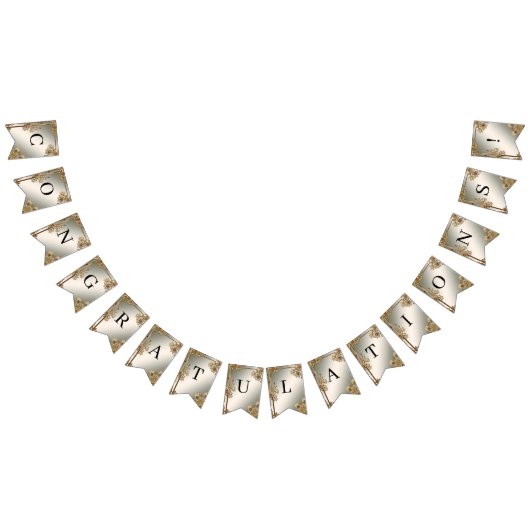 金ゴールド華美フローラフレーム束フラグ バンティングフラッグ (全)