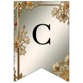 金ゴールド華美フローラフレーム束フラグ バンティングフラッグ (第1の旗)