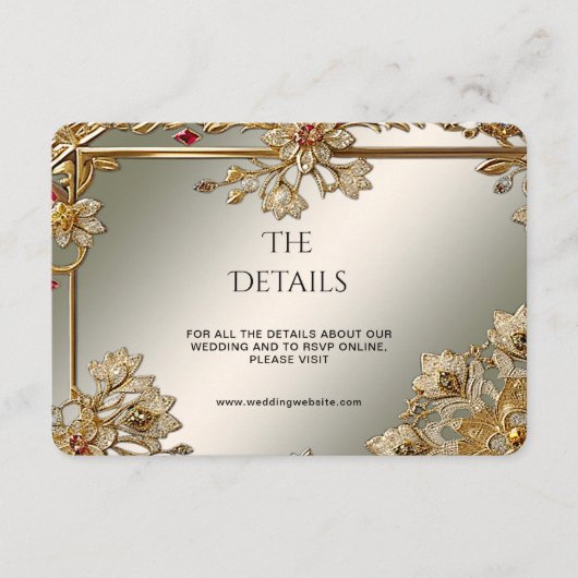 金ゴールド華美フローラフレーム詳細エンクロージャカード エンクロージャーカード (正面)