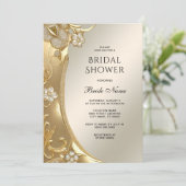 金ゴールド華美フローラブライダルシャワー 招待状 (スタンド正面)