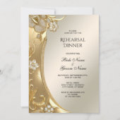 金ゴールド華美フローラリハーサルディナー招待状 招待状 (正面)