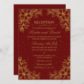 金ゴールド華美フローラ披露宴 招待状 (正面/裏面)