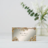 金ゴールド華美フローラ枠名刺 名刺 (スタンド正面)