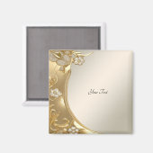 金ゴールド華美フローラ磁石 マグネット (正面/裏面)