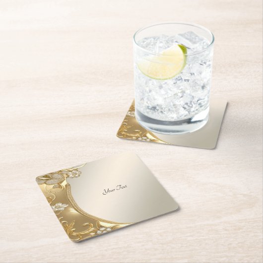 金ゴールド華美フローラ紙 スクエアペーパーコースター (インサイチュ)