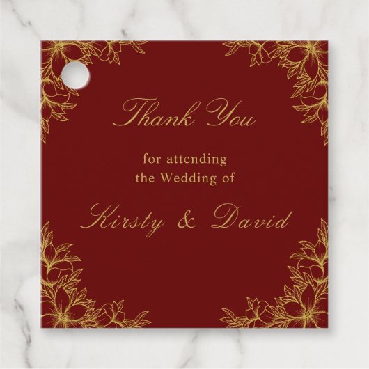 金ゴールド華美フローラ結婚式の引き出物ラベル フェイバータグ (正面)