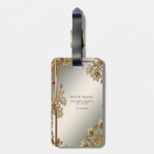 金ゴールド華美フローラ荷札 ラゲッジタグ (裏面縦)