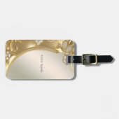 金ゴールド華美フローラ荷札 ラゲッジタグ (正面横)