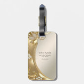 金ゴールド華美フローラ荷札 ラゲッジタグ (裏面縦)