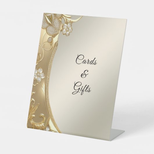 金ゴールド華美フローラ表シンボルや象徴 台座サイン (正面)