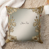 金ゴールド華美フローラ装飾用クッション クッション (ブランケット)