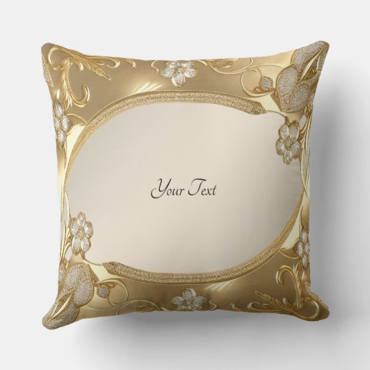金ゴールド華美フローラ装飾用クッション クッション (裏面)