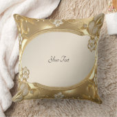 金ゴールド華美フローラ装飾用クッション クッション (ブランケット)