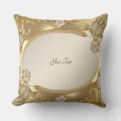 金ゴールド華美フローラ装飾用クッション クッション (正面)