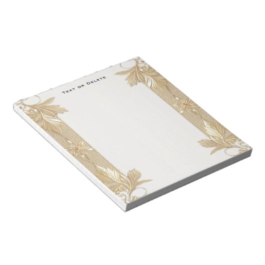 金ゴールド華美フローラ ノートパッド (アングル)