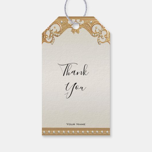 金ゴールド華美ホワイトパールギフトラベル ギフトタグ (裏面)