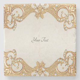 金ゴールド華美ホワイトパールストーンコースター ストーンコースター