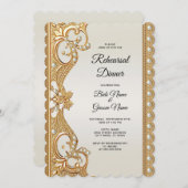 金ゴールド華美ホワイトパールリハーサルディナー 招待状 (正面/裏面)