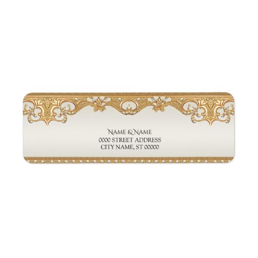 金ゴールド華美ホワイトパール差出人住所ラベル ラベル (正面)